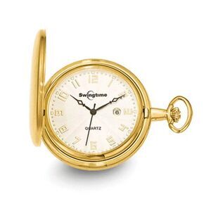 Swingtime, Gold-finish Brass Quartz 48mm Pocket Watch